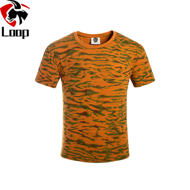 Camouflage Customized Summer Cotton Polyester Blend Breathable Round Neck Loose Short Sleeved Shirt Physical Fitness Training Suit