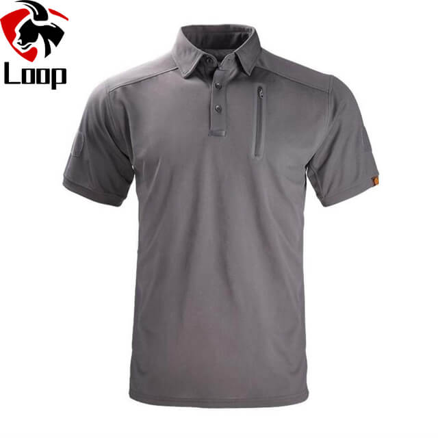 Outdoor Tactical T Shirt Men′ S Sports Sweaty Moisturizing Function Fast Dry Clothing Elastic Leisure Lapel Speed Dry Short Sleeves