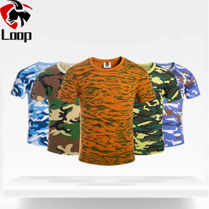 Camouflage Customized Summer Cotton Polyester Blend Breathable Round Neck Loose Short Sleeved Shirt Physical Fitness Training Suit