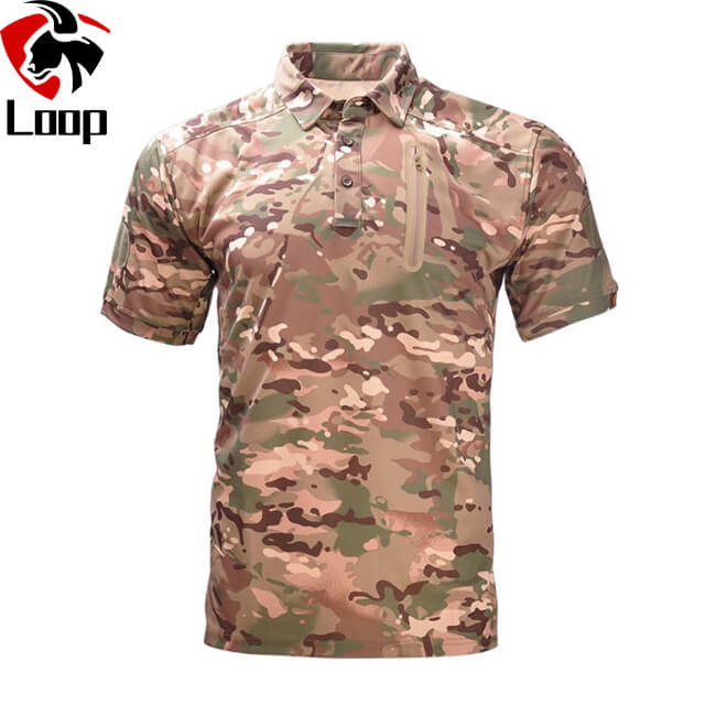 Outdoor Tactical T Shirt Men′ S Sports Sweaty Moisturizing Function Fast Dry Clothing Elastic Leisure Lapel Speed Dry Short Sleeves